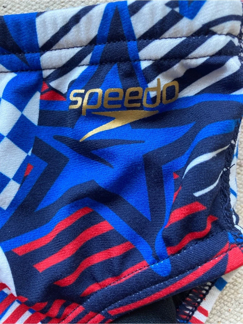 Speedo Overdrive Brief | Size 32 | True Cobalt | Red White Blue Stars NWT